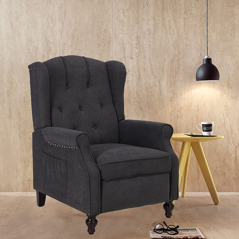 Canora Grey Atinuke Pushback Recliner Chair with Massage and Heat Accent Wingback Chair with Nailhead Trim Reviews Wayfair